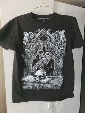 Vampire Freaks Black Gothic Raven Skull Graphic Tee - Men